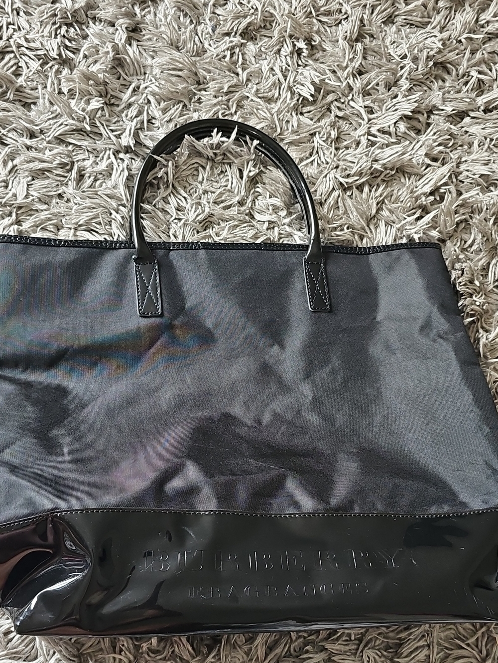 Burberry Black Gloss-Trim Men's Tote